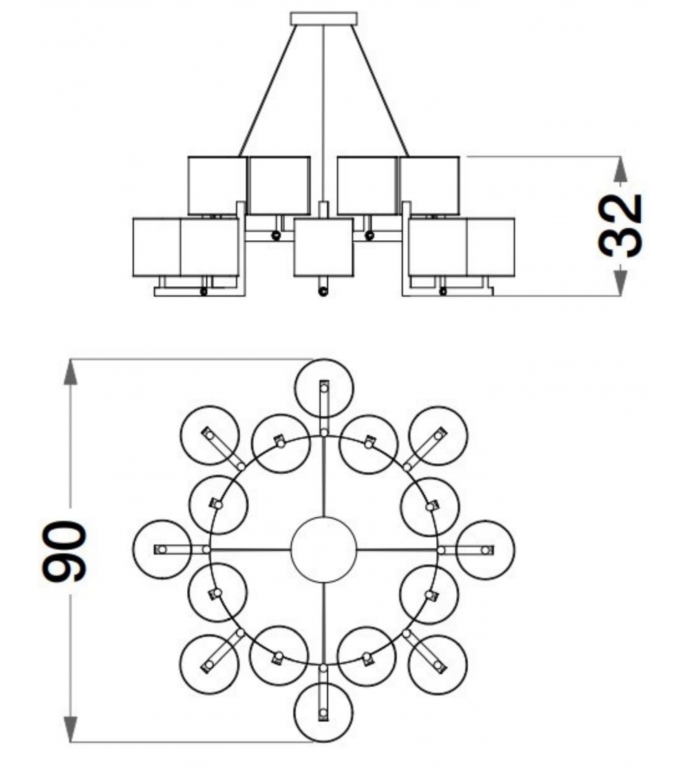 16 Lights Chandelier Sesto Senso -...