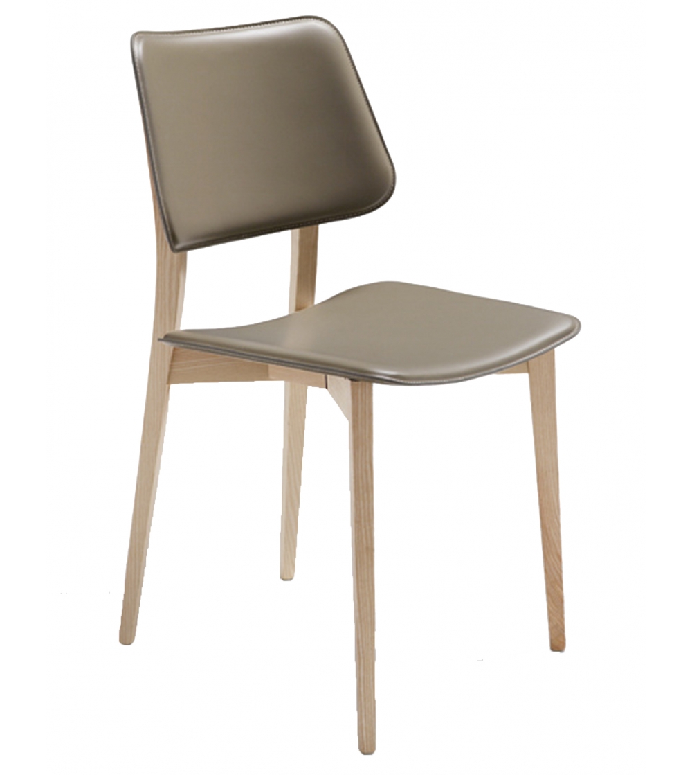 Stuhl aus Holz und Cuoio-Leder Midj Joe