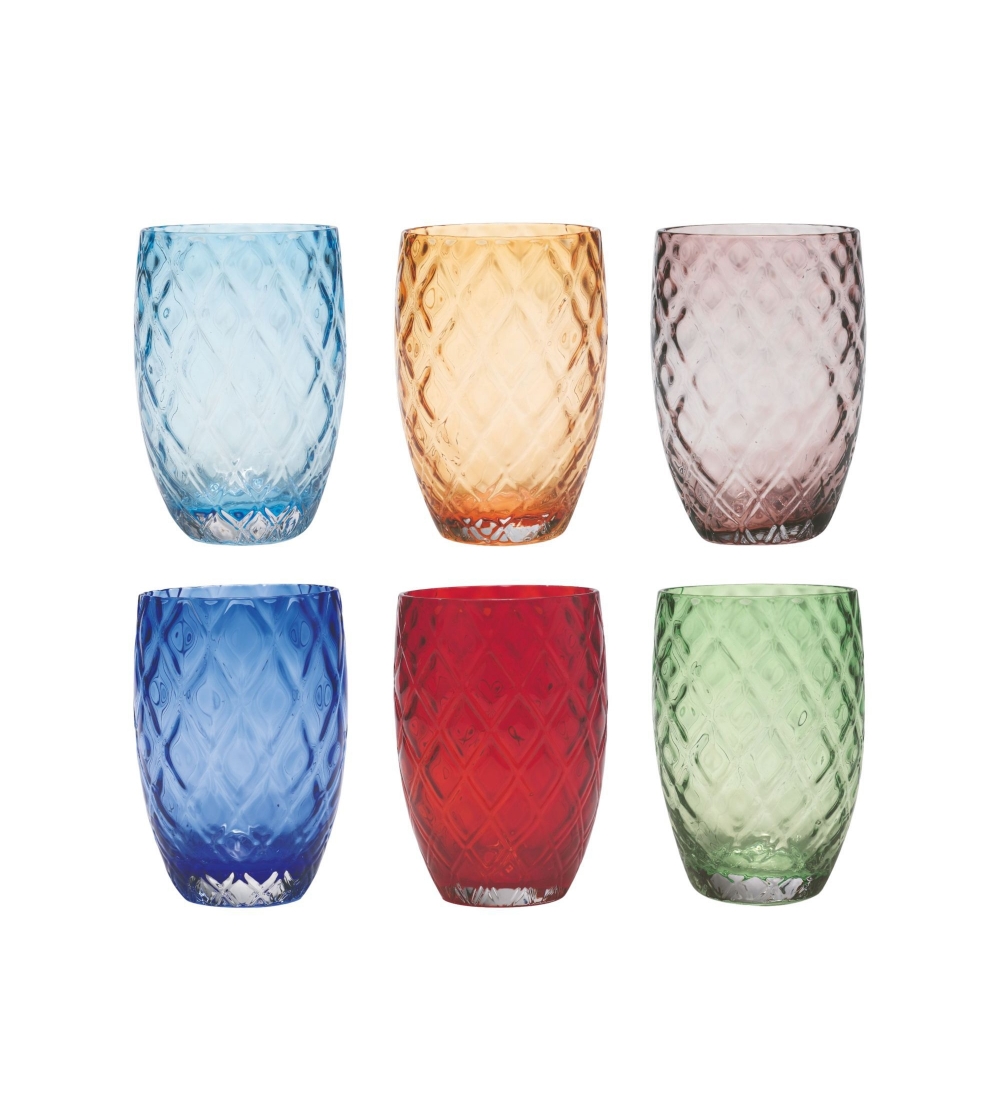 Set 6 Bicchieri Losanghe Colori Assortiti - Zafferano