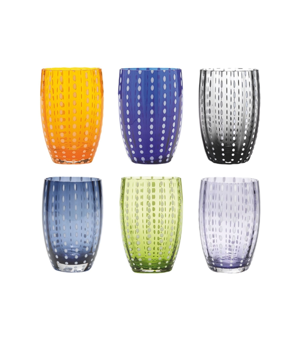 Set 6 Perle Assorted Colors Glasses - Zafferano