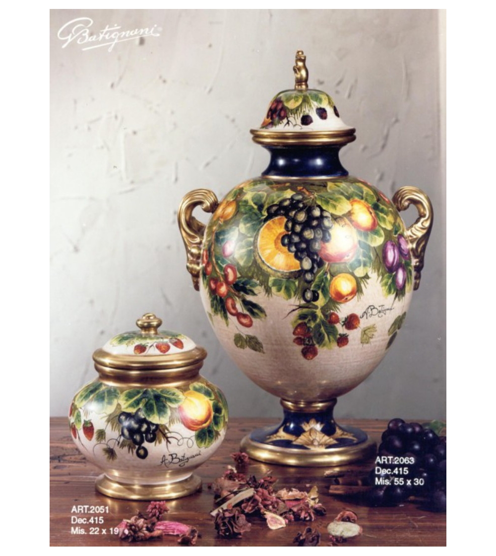Potiche in Ceramic with Pure Gold Details Batignani Ceramiche