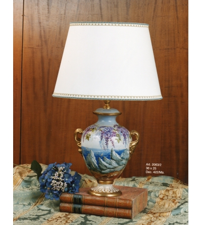 Ceramic Table Lamp with Pure Gold details Batignani...