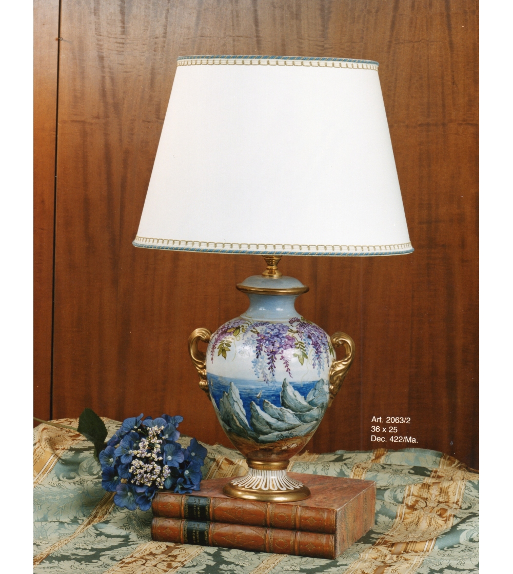 Ceramic Table Lamp with Pure Gold details Batignani Ceramiche