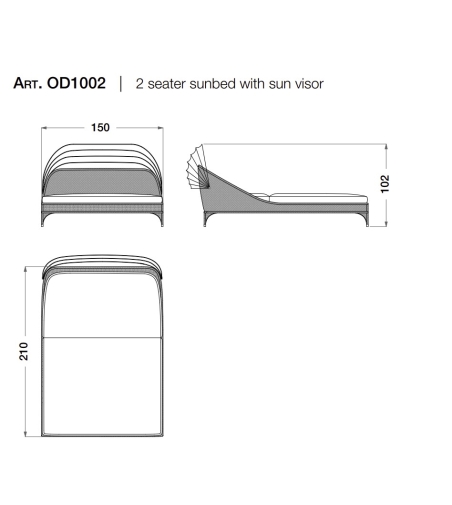 CPRN HOMOOD - Two-seater Sunbed with sun visor