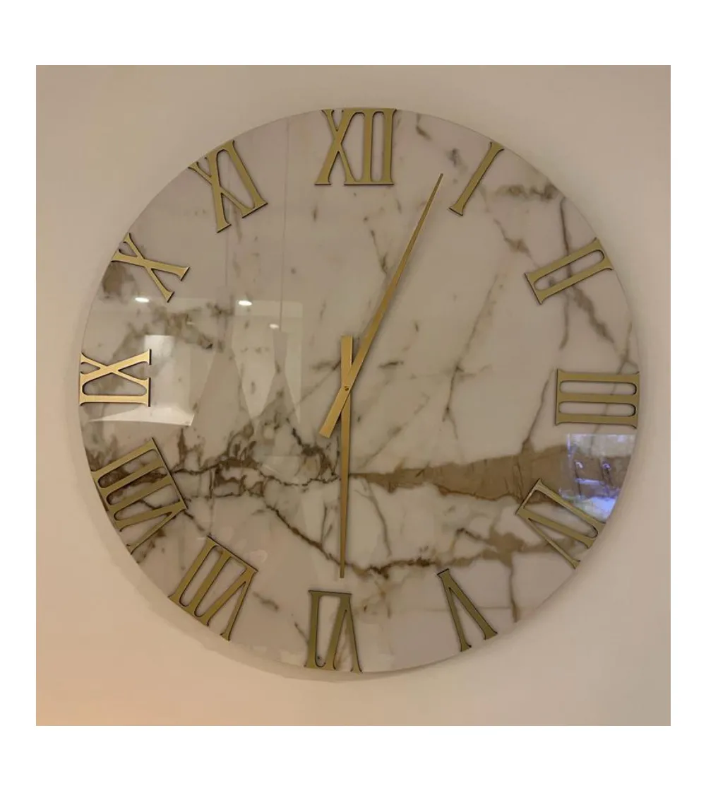 Reloj De Pared Mármol Calacatta Oro - Via Brera