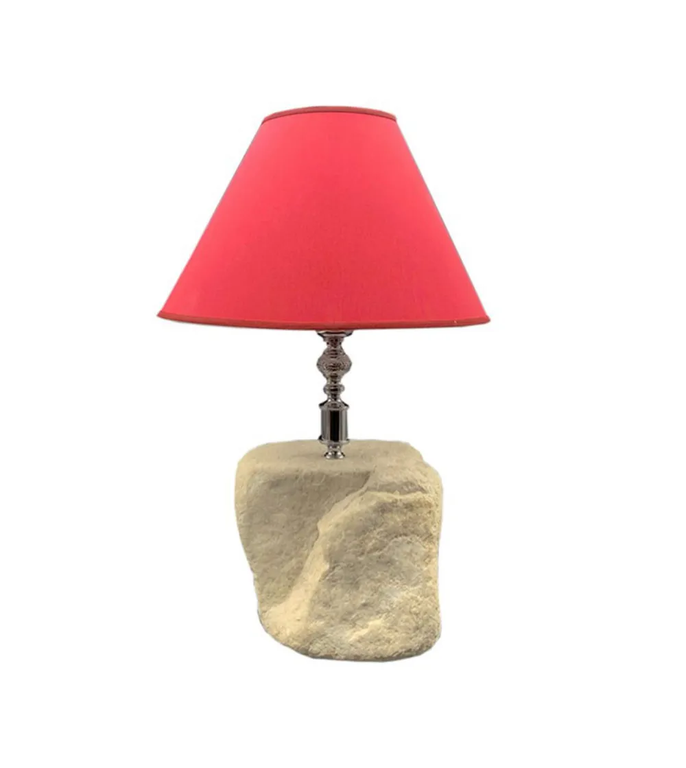 Table Lamp Marble And Red Lampshade - Euromarmi Store