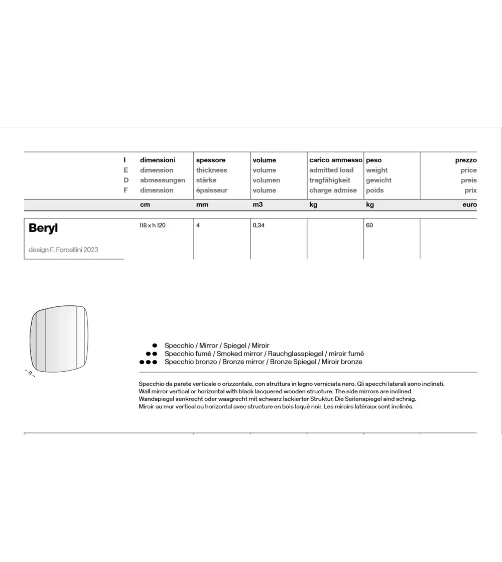 Espejo De Pared Beryl - Tonelli Design