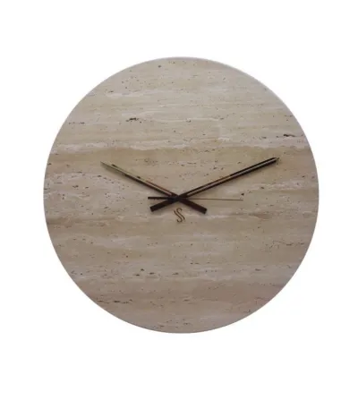 Round Wall Clock In Beige Travertine - Euromarmi Store