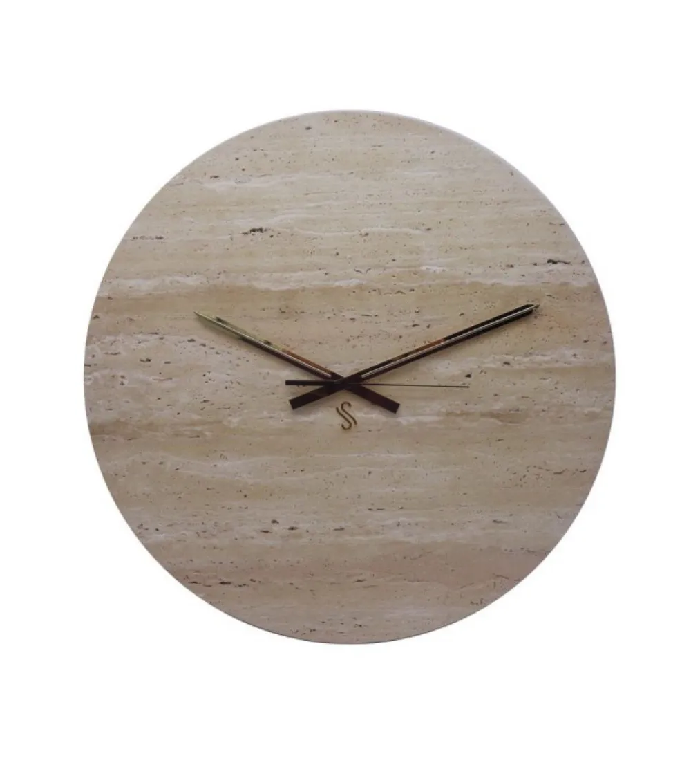 Horloge Murale Ronde En Travertin Beige - Euromarmi Store