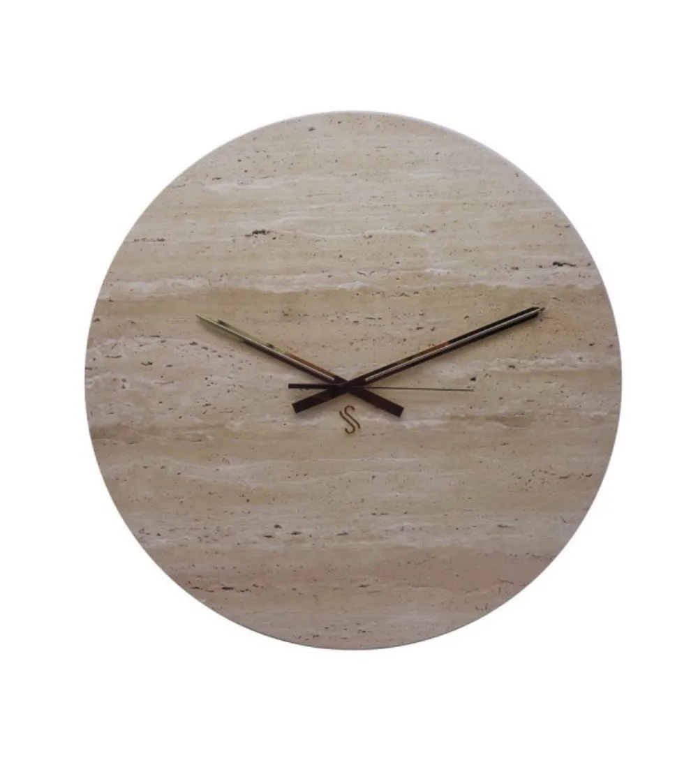 Reloj De Pared Redondo En Travertino Beige - Euromarmi Store