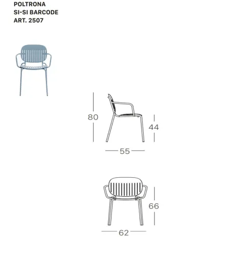 Lot 2 Chaises Si-Si Barcode avec Accoudoirs - SCAB