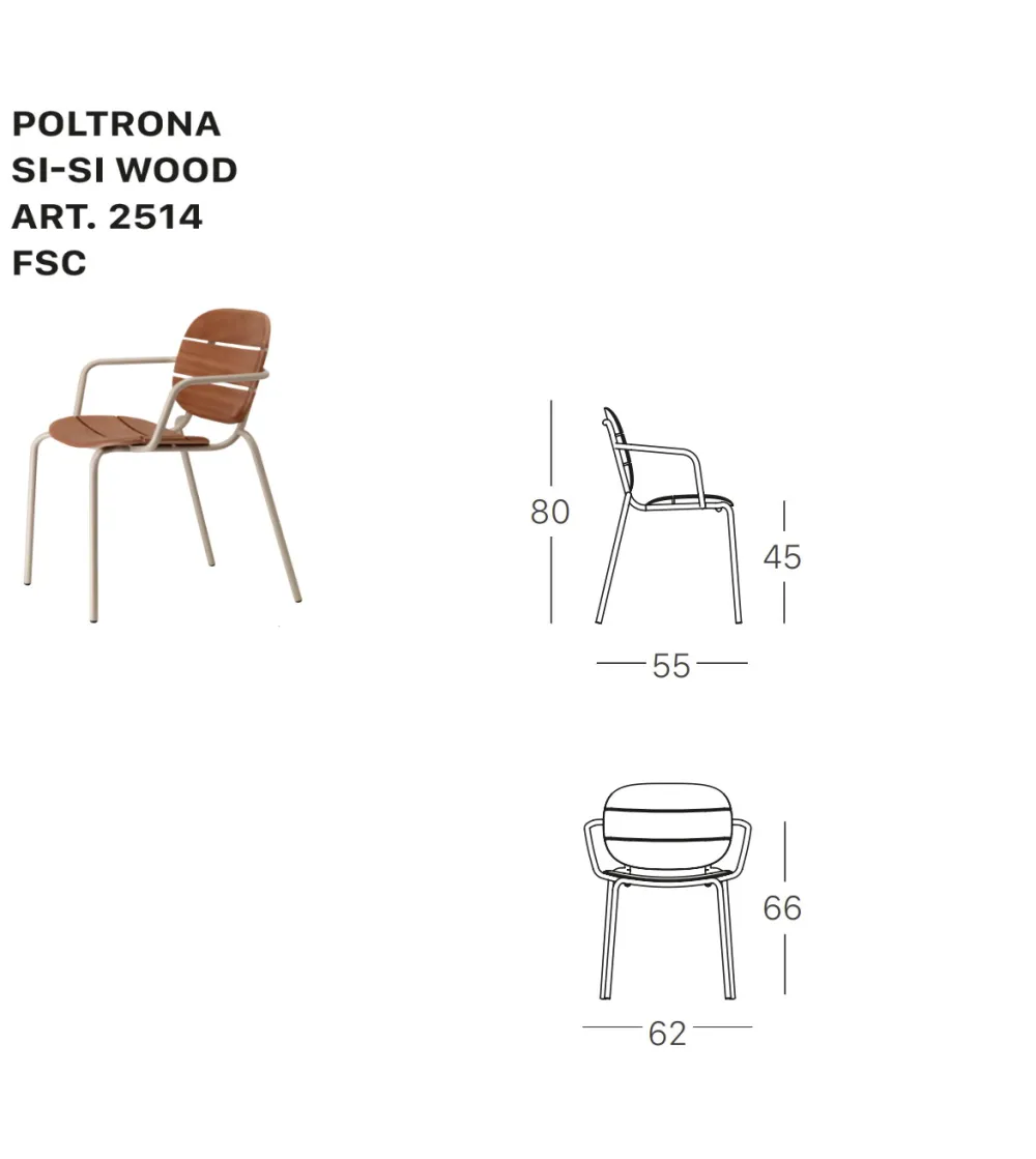 SCAB - Set 2 Si-Si Wood Chairs with...