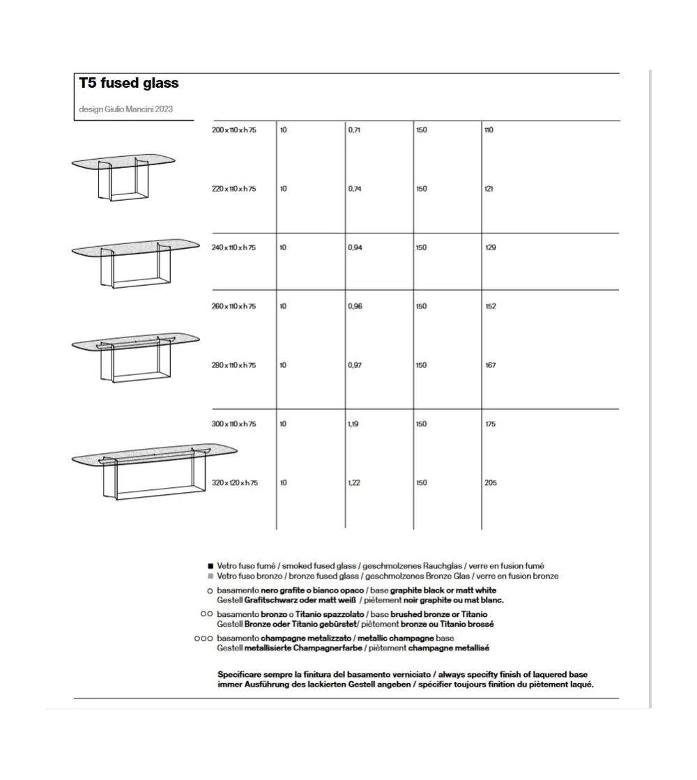 Tavolo T5 Fused Glass - Tonelli Design