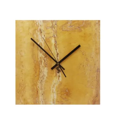 Reloj De Pared Cuadrado Travertino Amarillo - Euromarmi...