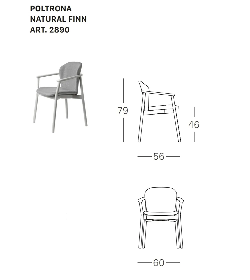 Chaise Natural Finn avec Accoudoirs -...