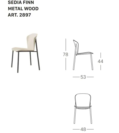 Chaise Finn Metal Wood - SCAB