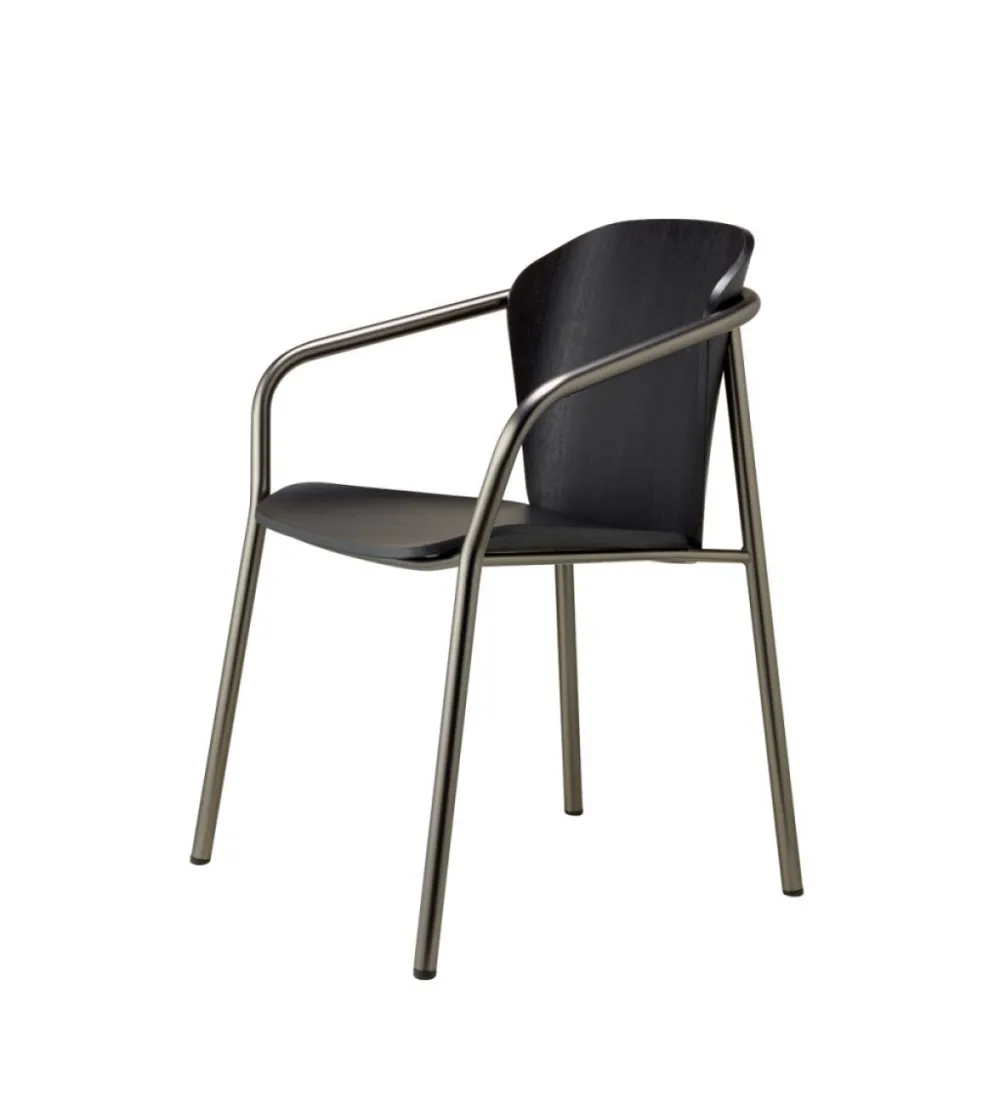 SCAB - Finn Metal Wood Stuhl mit...