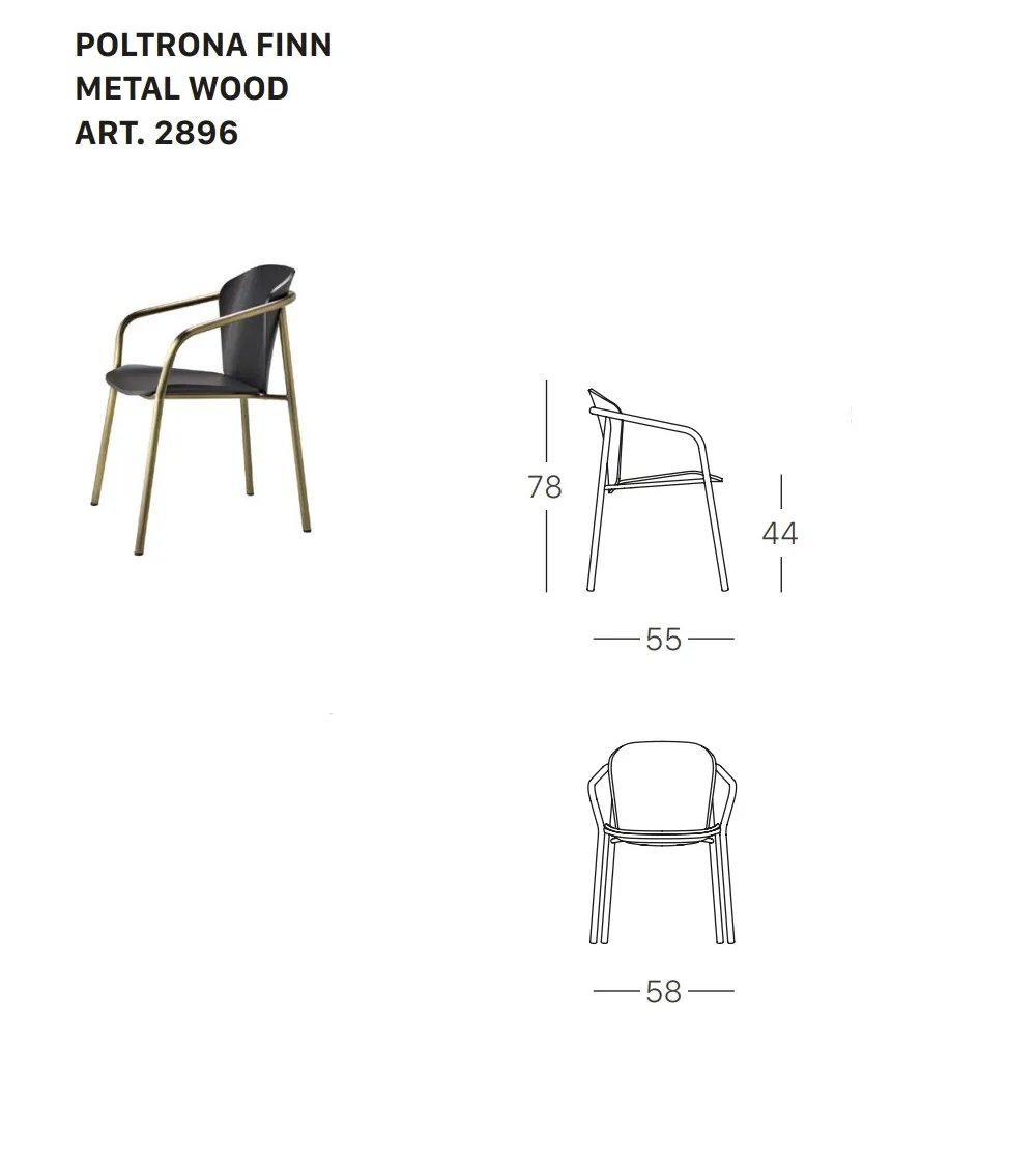 SCAB - Finn Metal Wood Chair with...