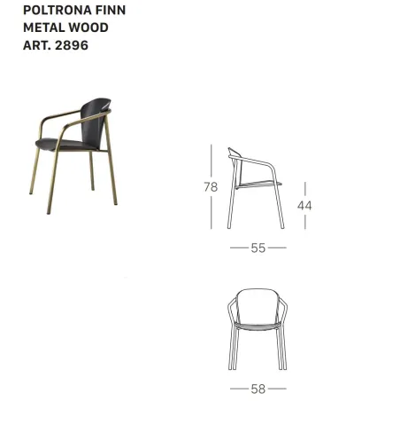 Sedia Finn Metal Wood con Braccioli - SCAB