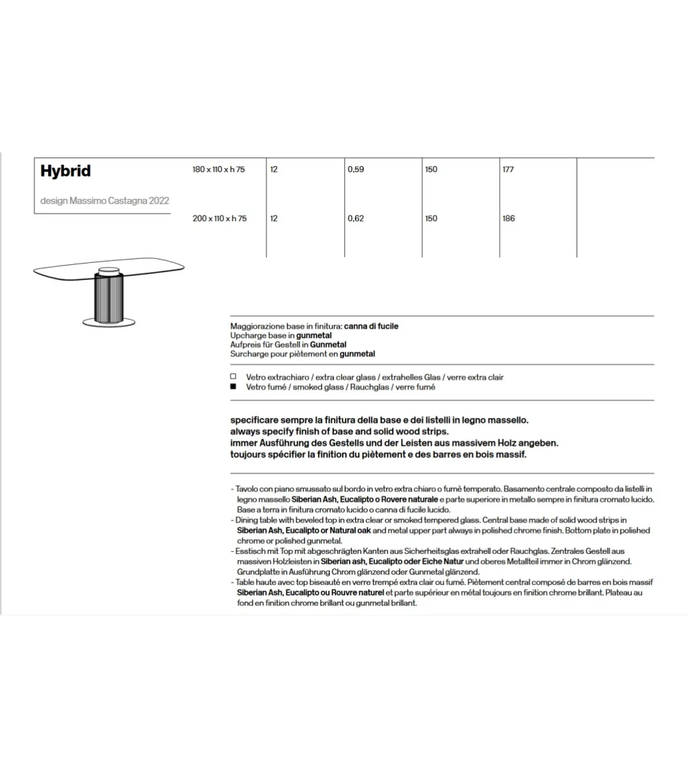 Table Rectangulaire Hybrid - Tonelli...