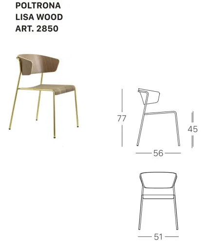 SCAB - Lisa Wood Chair with Armrests