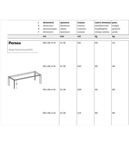 Mesa Rectangular Perseo - Tonelli Design