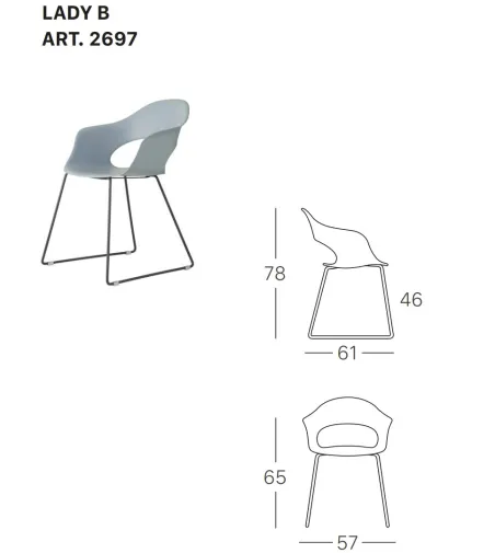 Lot 2 Chaises Lady B à Base Traîneau - SCAB