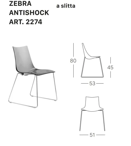 Lot 2 Chaises Zebra Antishock à Base Traîneau - SCAB