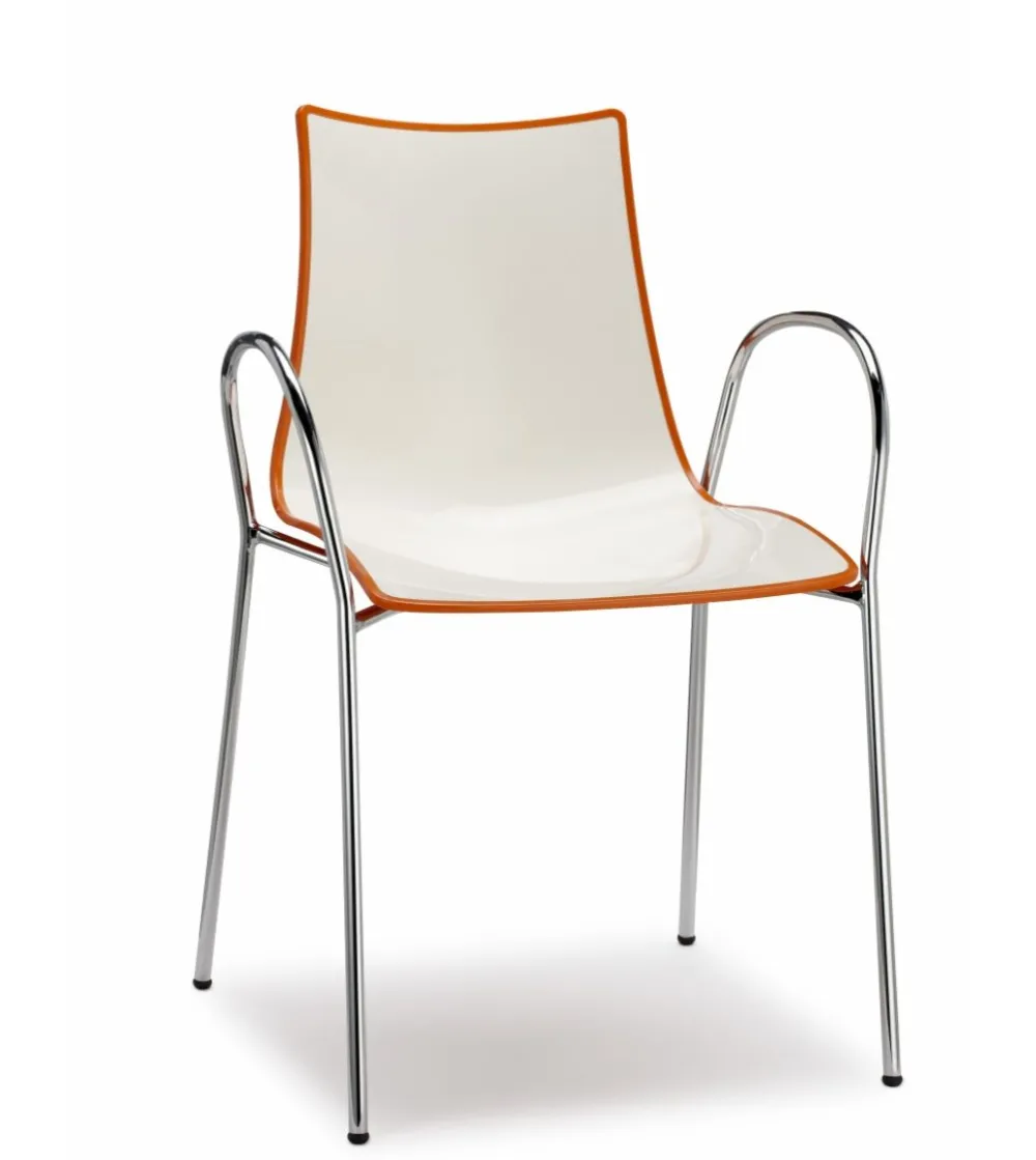 SCAB - Set 2 Zebra Bicolour Chairs with Armrests