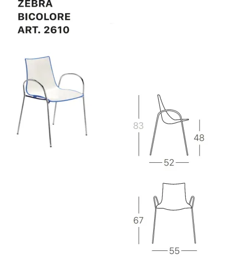 SCAB - Set 2 Zebra Zweifarbig Stühlen mit Armlehnen