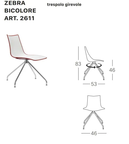 Set 2 Sedie Zebra Bicolore con Base Girevole - SCAB