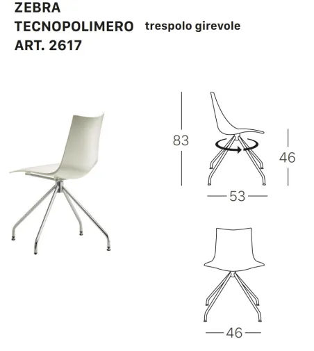 Set 2 Sedie Zebra Tecnopolimero con Base Girevole - SCAB