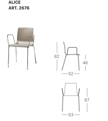 Lot 2 Chaises Alice avec Accoudoirs - SCAB