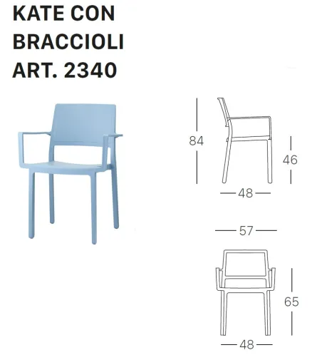 Lot 4 Chaises Kate avec Accoudoirs - SCAB