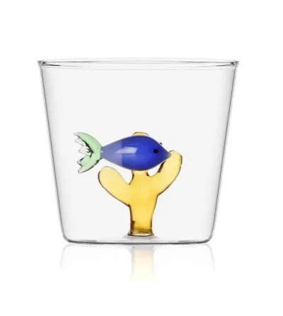 Set 3 Marine Garden Blue Fish Amber Seaweed Tumblers -...