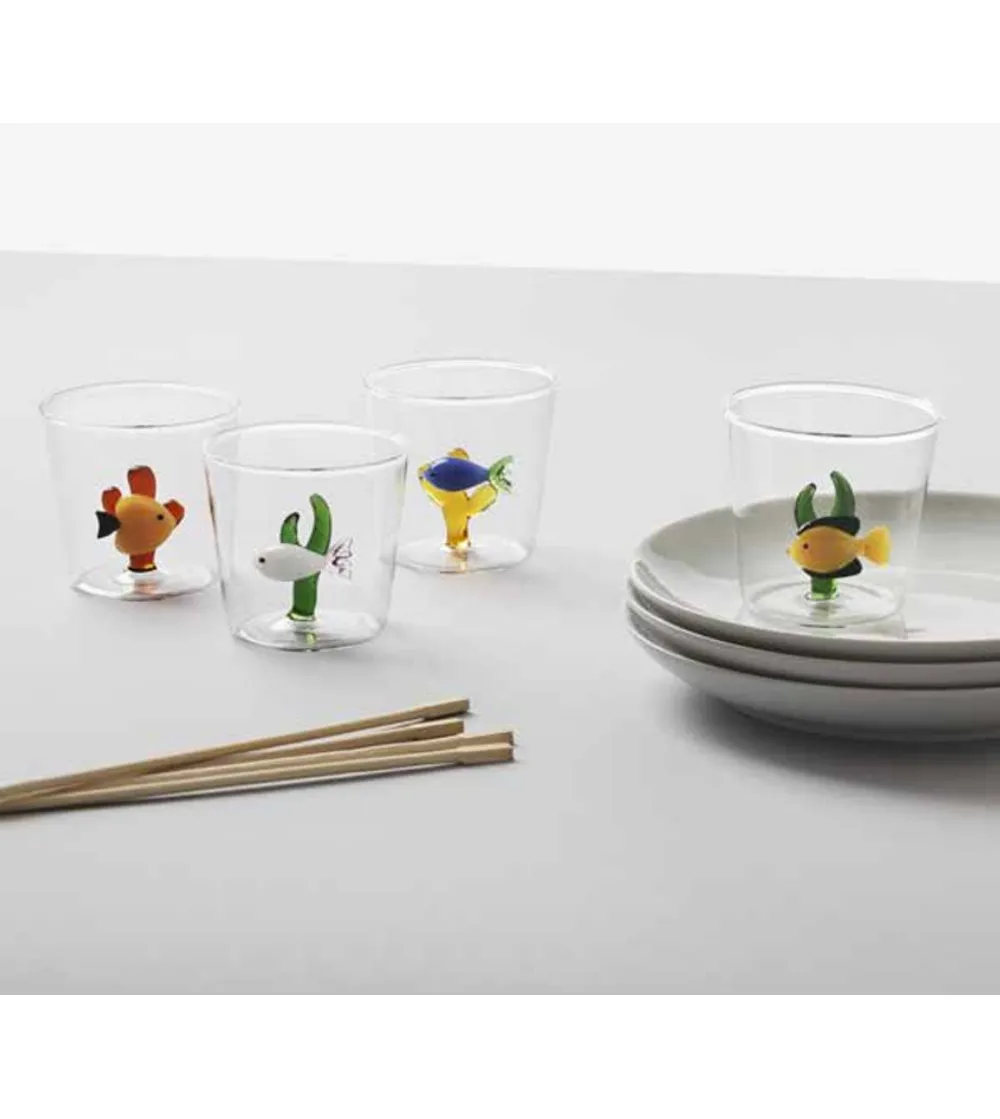 Ensemble 3 Verres Poisson Rose Algue...