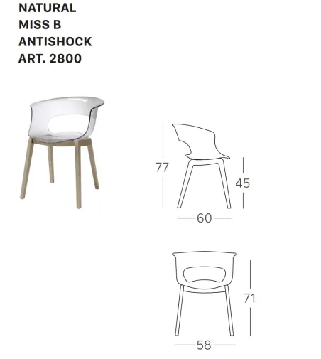 Set 2 Sedie Natural Miss B Antishock - SCAB