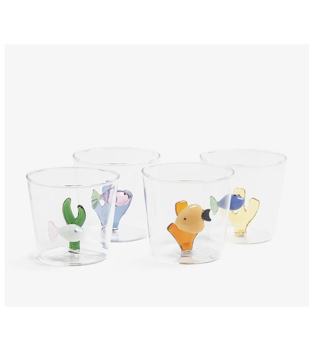 Ensemble 3 Verres Poisson Vert Algue...