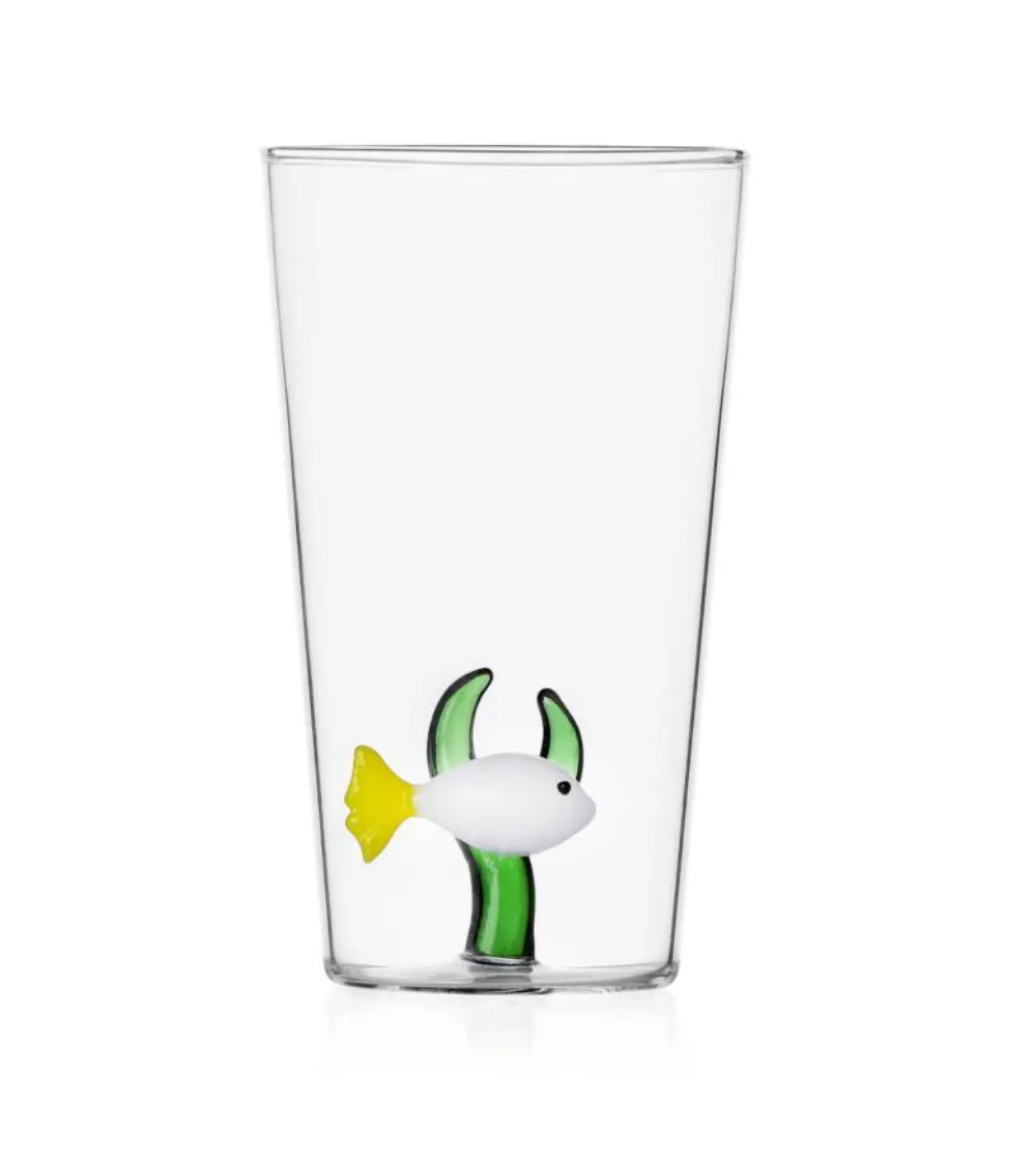 Ensemble 3 Verres Longdrink Poisson Blanc Algues Vertes Marine Garden - Ichendorf