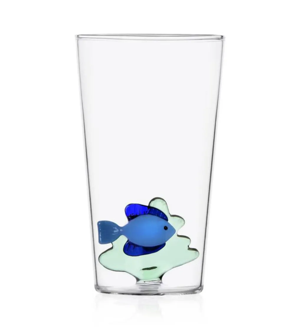 Ensemble 3 Verres Longdrink Poisson Bleu Algues Vertes Marine Garden - Ichendorf