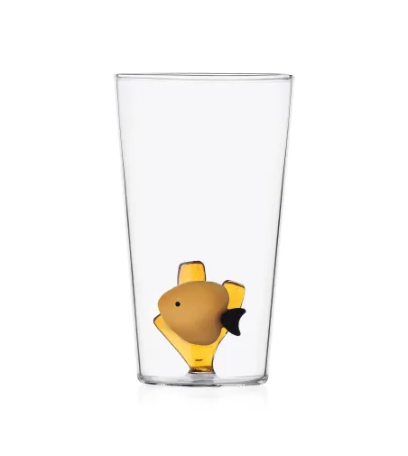 Ensemble 3 Verres Longdrink Poisson Jaune Algues Ambrées Marine Garden - Ichendorf