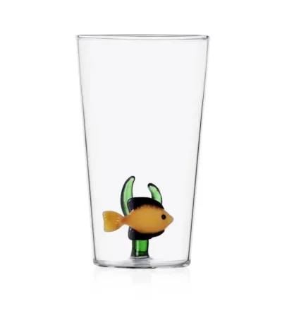 Ensemble 3 Verres Longdrink Poisson Jaune Algues Vertes...