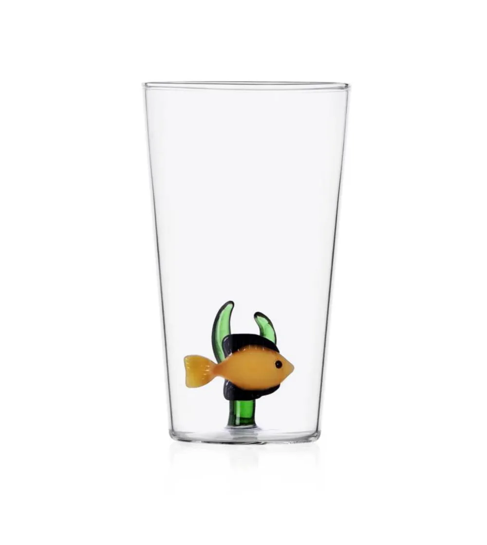 Ensemble 3 Verres Longdrink Poisson Jaune Algues Vertes Marine Garden - Ichendorf