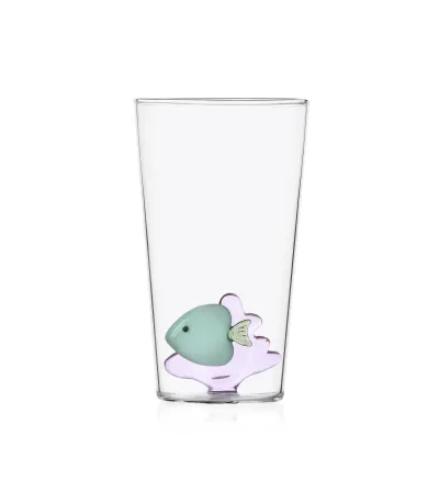 Set 3 Bicchieri Longdrink Pesce Verde Alga Rosa Marine...