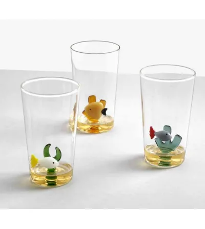 Set 3 Bicchieri Longdrink Pesce Blu Alga Petrolio Marine... 2