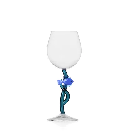 Ensemble 3 Verres  À Pied Poisson Bleu Marine Garden -...