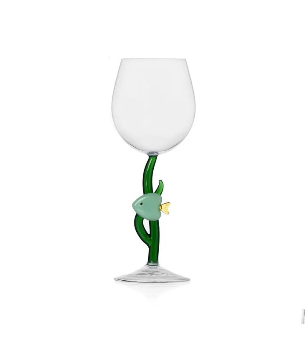 Set 3 Marine Garden Green Fish Stem Glasses - Ichendorf