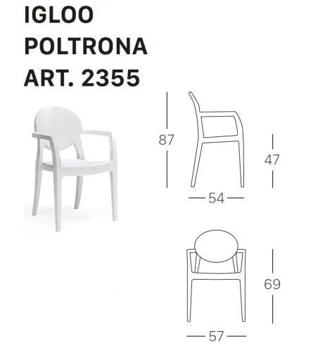 Lot 4 Chaises Ginevra avec Accoudoirs - SCAB