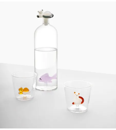 Set 3 Tabby Cat White Lying Cat Grey Tail Tumblers - Ichendorf