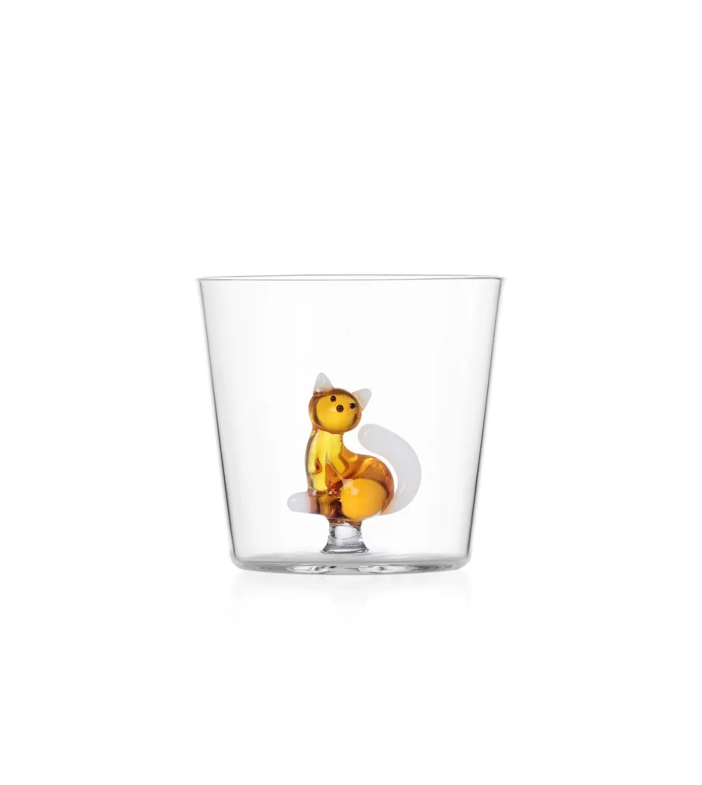 Set 3 Tabby Cat Amber Cat With White Tail Tumblers - Ichendorf